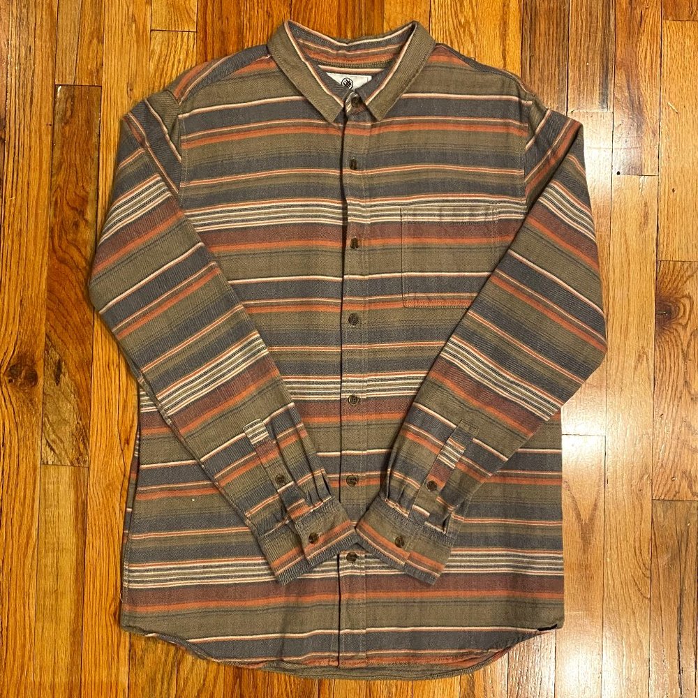 On The Byas Men's Long Sleeve Button-Down Shirt Multicolor Size Large